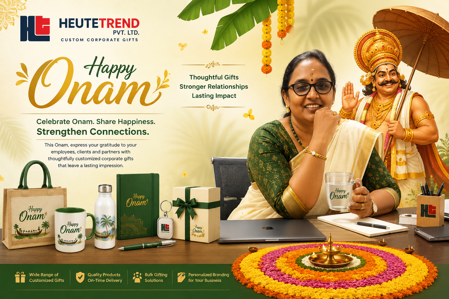 Heutetrend team celebrating Onam with corporate gifting